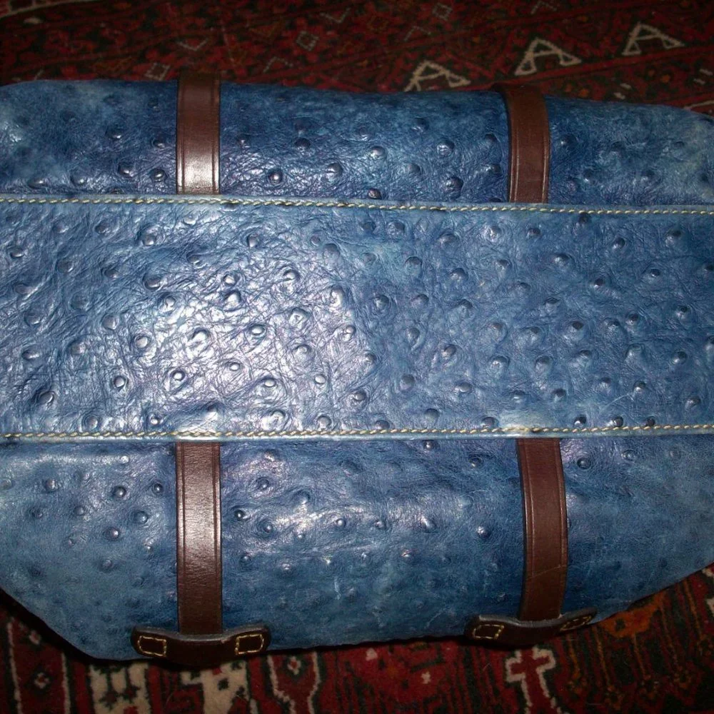 Dooney & Bourke Ostrich Skin Pebbled Leather bag Double Strap Barrel Purse, Fade - Picture 4 of 13